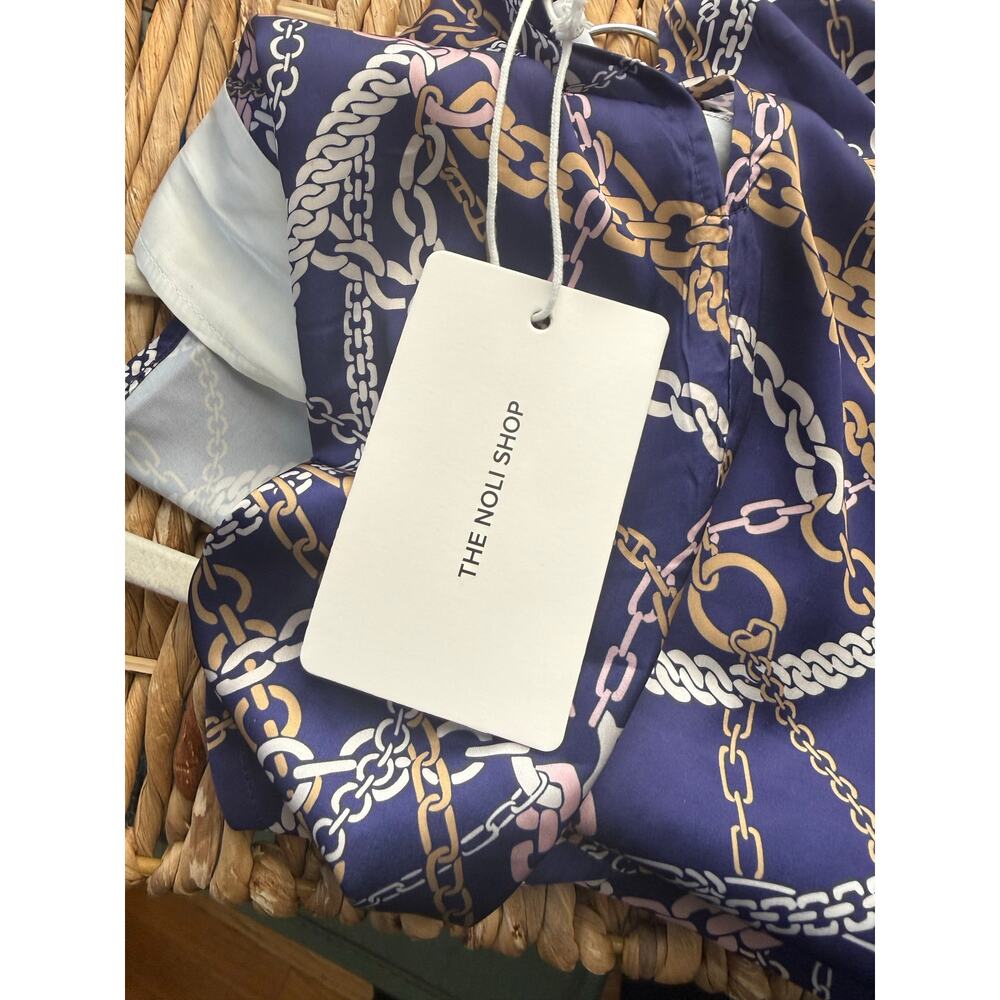 New The Noli Shop Blouse Women's Medium Mika Silky Chain Link Pattern - Picture 4 of 6